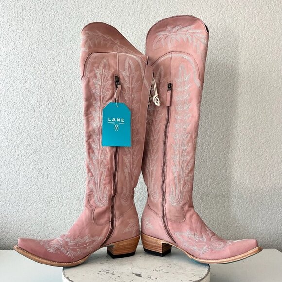 Lane LEXINGTON Over the Knee Womens Cowboy Boots 9.5 Pink Western Cowgirl Tall - Picture 10 of 16